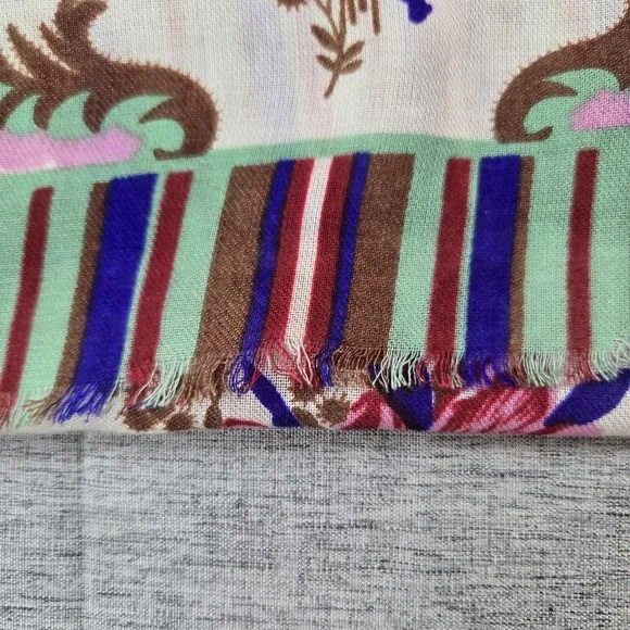 VTG  Glentex Women's Scarf  Floral Brilliant Colorful Design Frayed Edge No Tags - Picture 8 of 8